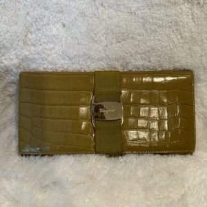 Salvatore Ferragamo Crocodile Embossed Leather Continental Wallet